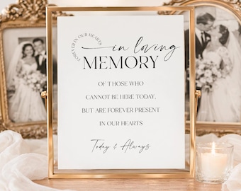 PRINTED & SHIPPED In Loving Memory Wedding Sign 8x10 | Simply Minimal | Wedding Decorations | Table Sign