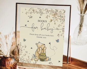 PRINTED & SHIPPED Winnie The Pooh Books For Baby Sign | 8x10 | Boho Baby Shower Decor Sign | Pooh Bear | A Little Hunny | Storybook