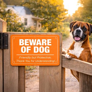 Personalized Dog Warning Sign | Durable ACM Metal Yard Sign image 1
