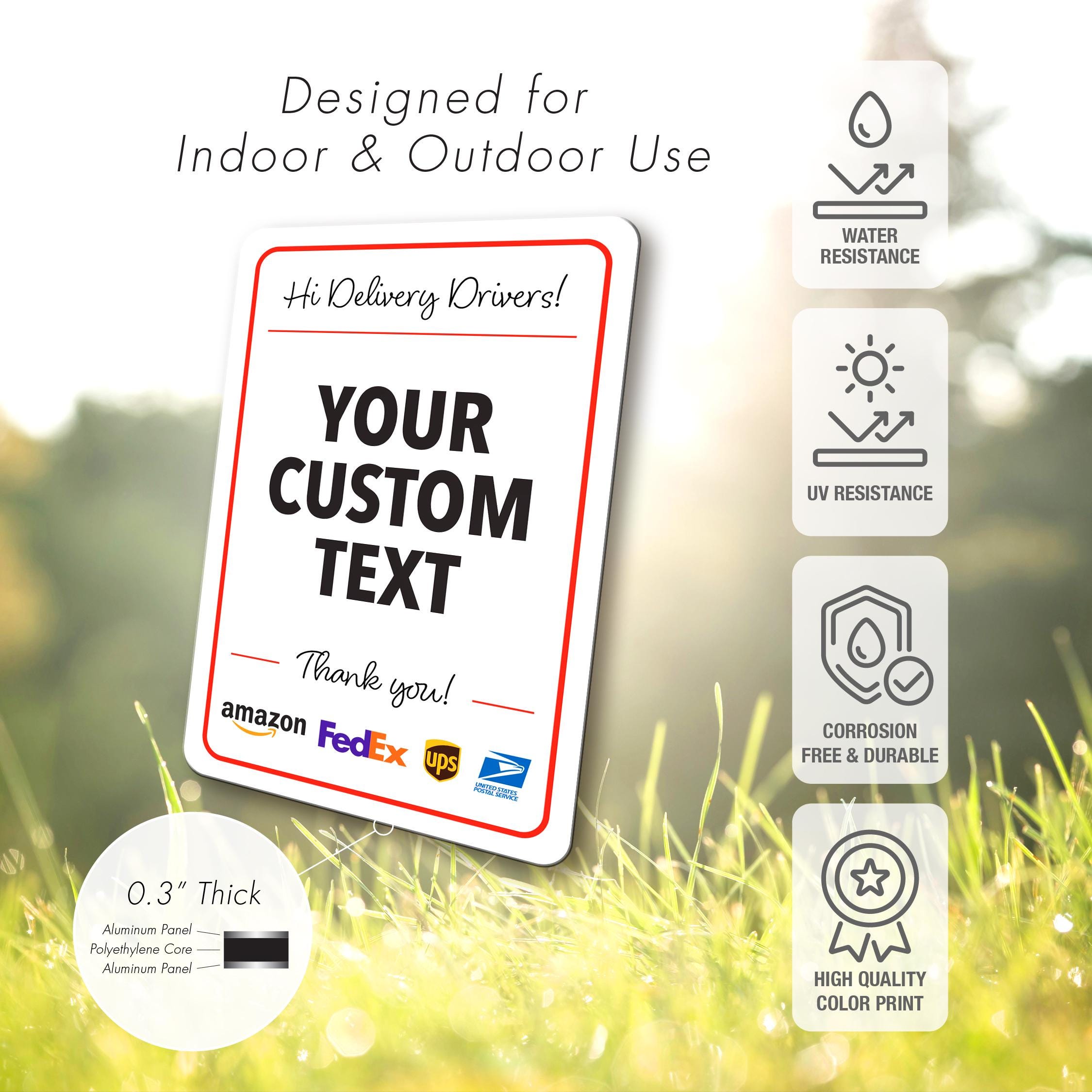 Custom Metal Package Delivery Sign | Weatherproof Drop off Instructions ...
