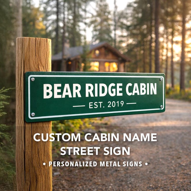 Custom Cabin Name Street Sign | Personalized Rustic Metal Decor - Etsy