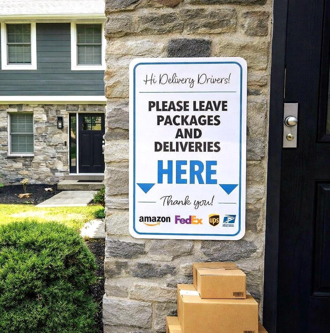 Custom Metal Package Delivery Sign | Weatherproof Drop off Instructions ...