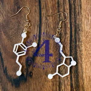 SVG Dopamine en serotonine oorbellen, Geluk Chemicaliën, Neurochemicaliën, Glowforge Klaar commercieel gebruik