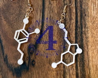 SVG Dopamine and Serotonin Earrings,Happiness Chemicals, Neurochemicals, Glowforge Ready commercial use