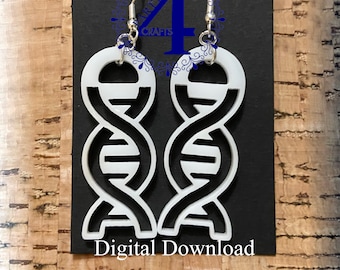 SVG DNA Earrings, Cute Digital Download Science Glowforge Ready Biology uso comercial