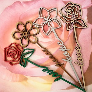 SVG Faith, Hope, Love, Peace Flower Sticks Digital Download Glowforge Ready Gift Commercieel Gebruik