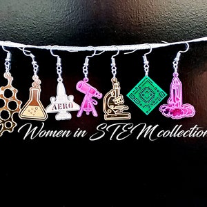 SVG Women In STEM Earring Collection Oestrogène Engineering Science Glowforge Prêt