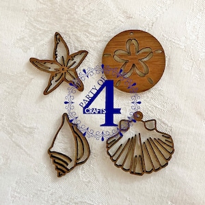 SVG Seashell Ocean Earrings téléchargement numérique Glowforge ready étoile de mer, étoile de mer, huître, dollar de sable, conque utilisation commerciale