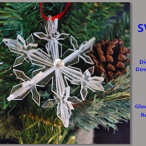 SVG 3D Schneeflocke Ornament Acryl, Nerdy, Glowforge Ready, Weihnachten