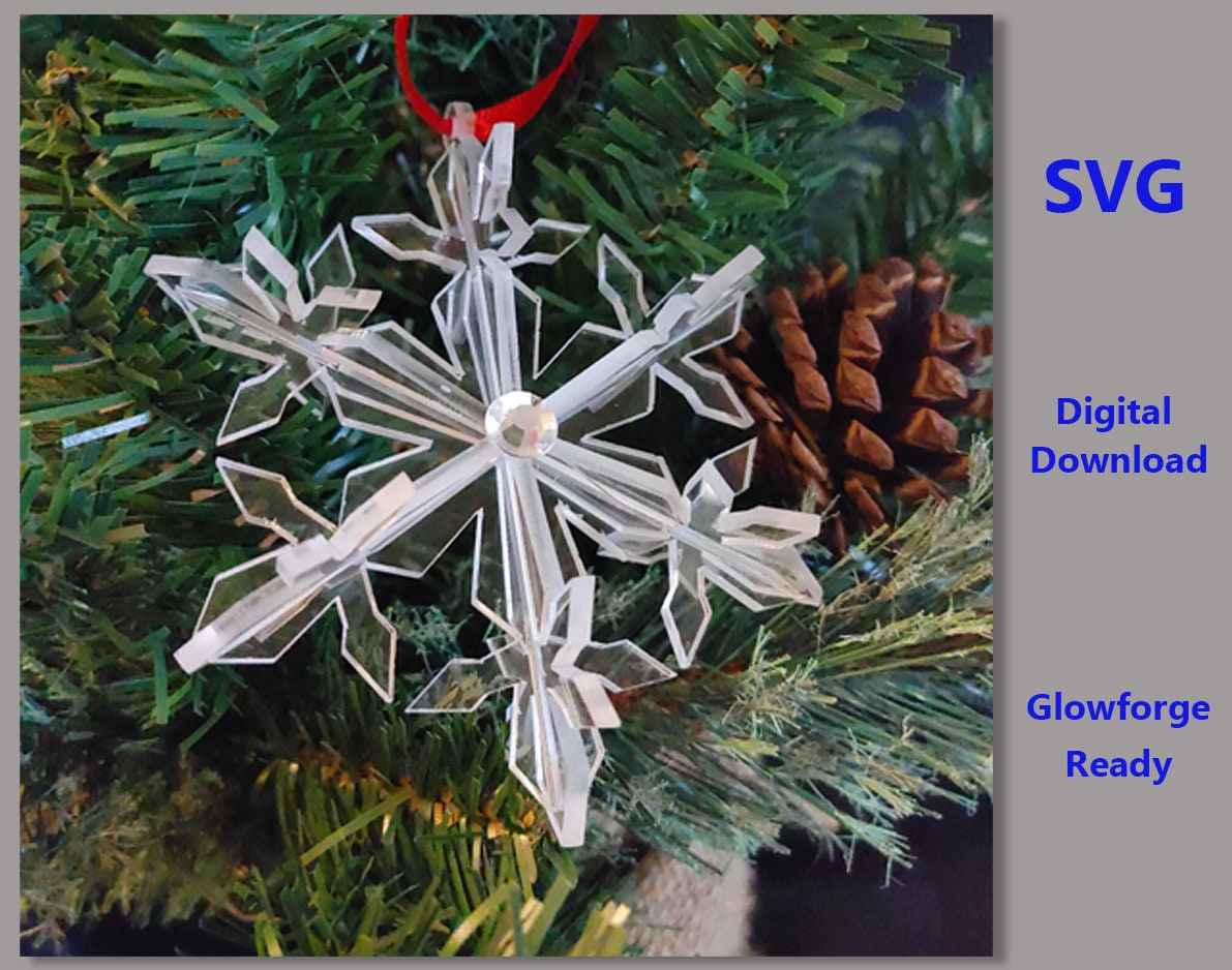 SVG 3D Snowflake Ornament Acrylic Nerdy Ready Etsy