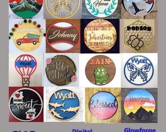 SVG Bundle of 30 Round Signs Designs (not all pictured), Glowforge Ready, Commercial Use License
