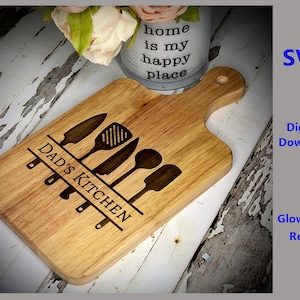SVG Dad's Kitchen BBQ Cutting Board File, Glowforge Ready, Commercial Use License