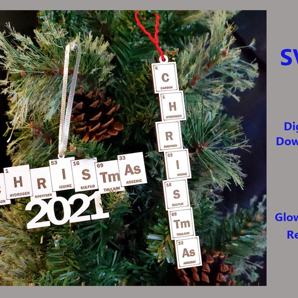 SVG Periodic Table Ornament Nerdy Updated for 2023 and 24 Glowforge Ready, Christmas