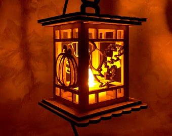 SVG Fall Lantern Light, tea light Thanksgiving Glowforge Ready decor Lightburn