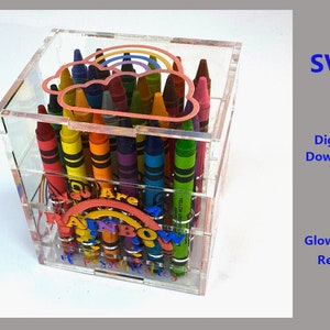 SVG Crayon Case Mensaje motivacional "Eres un arcoíris de posibilidades" Glowforge Ready