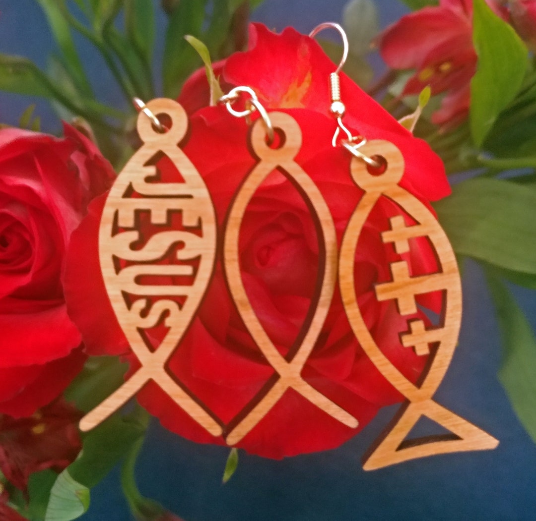 SVG Christian Fish Earrings 3 Designs Jesus Digital Download Etsy