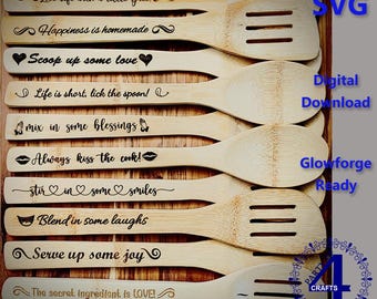 SVG 15 Spoon Handle Designs Designs for Laser Engraving Glowforge Ready
