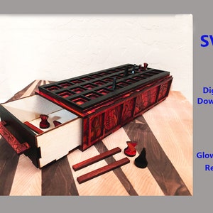 SVG Egyptian Senet Game and Storage, Glowforge Ready Antique Heiroglyphics