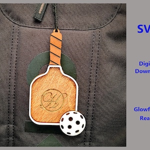 SVG Pickleball Monogram Bag Tag, Keychain, Mirror Hanger, Ornament