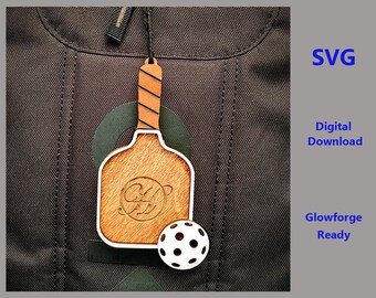 SVG Pickleball Monogram Bag Tag, Keychain, Mirror Hanger, Ornament