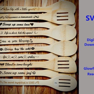SVG 15 Spoon Handle Designs Designs for Laser Engraving Glowforge Ready