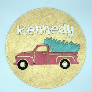 SVG Vintage Truck Round Sign, Glowforge Ready, Commercial Use License