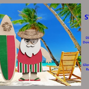 SVG Verão Santa Beach Califórnia Austrália Pronto para Glowforge