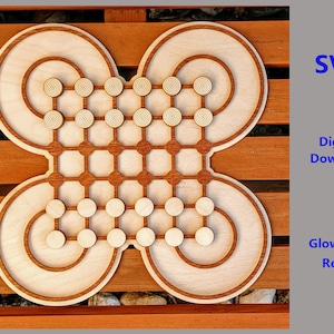 SVG Surakarta Game Board, Roundabout Game with Instructions, Glowforge Ready