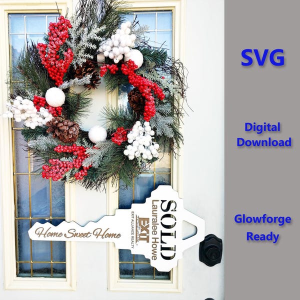 SVG Real Estate Sold Sign Key, Photo Prop, Closing Gift, Glowforge Ready Vector Cut File Agent