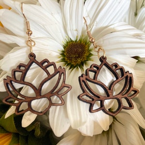 SVG Water Lily / Lotus Earrings Beautiful Flower Glowforge Ready