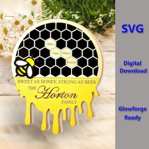 SVG Bienenstock Wabe Familie Zeichen Liebe Glowforge Bereit 7 Phrasen