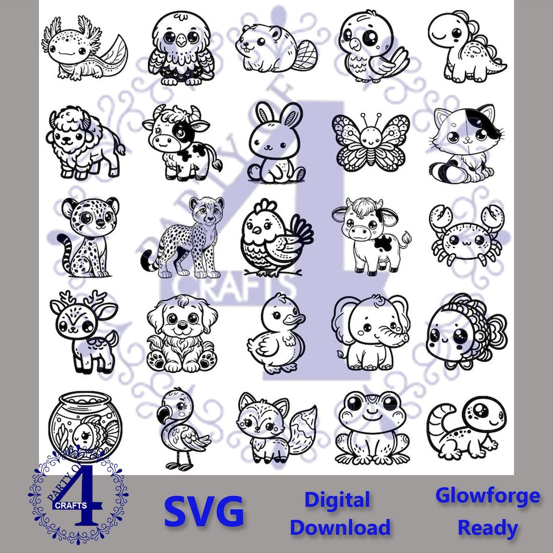 75 Cute Adorable Bay Animals Bundle SVG PNG Glowforge Ready Games ...