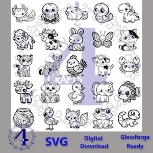 75 Cute Adorable Animal Bundle SVG PNG Glowforge Ready Games Keychains Shirts