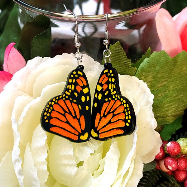 SVG Monarch Butterfly Earrings, Glowforge Ready, Commercial Use License