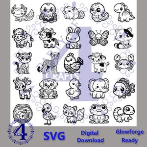 25 SVG Adorable Baby Animals Collection 1 PNG SVG Glowforge Ready Games ...