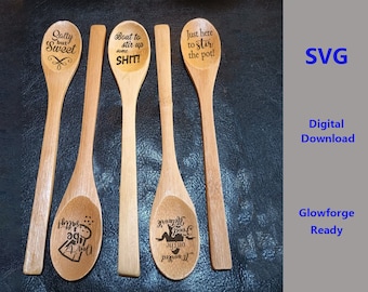 SVG 10 Wooden Spoon Designs Engrave Glowforge Ready