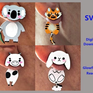 SVG voorzijde terug oorbellen bundel 6 ontwerpen Glowforge klaar