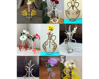 SVG Minimalist Flower Vases, 20+ Designs, Glowforge Ready Propagation Station Test Tube