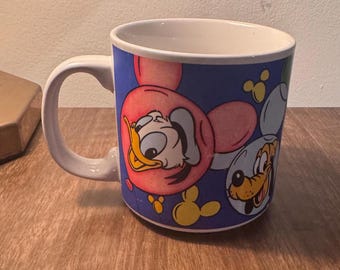 Vintage 1980s Disney Character Mug – Made in Korea – Mickey, Donald & Pluto