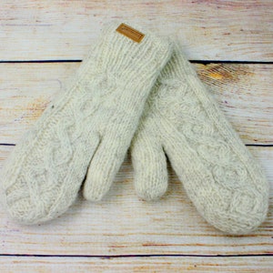 Handschuhe Handwärmer Fäustlinge Wolle Winter Damen Erwachsene Strick warm