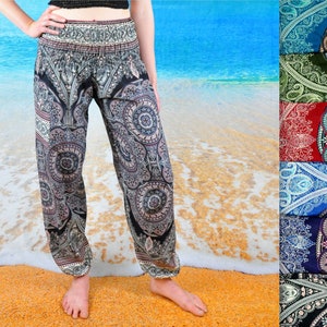 Broek harembroek boho kleding boho broek zomer broek hippie kleding yoga hippie broek festival wijde broek hippie broek harembroek afbeelding 1