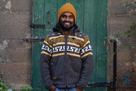 Warm Wool Jacket in Norwegian Pattern – Wool Sweater for Men in