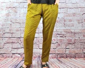 Pants summer yellow turquoise red casual summer pants fabric pants casual business boho chic festival comfortable lounge hippie beach vacation viscose