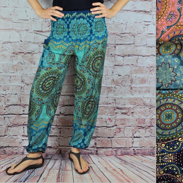 Sarouel bleu gris rouge berry noir pétrole pantalon boho été pantalon bloomer hippie festival yoga vacances plage