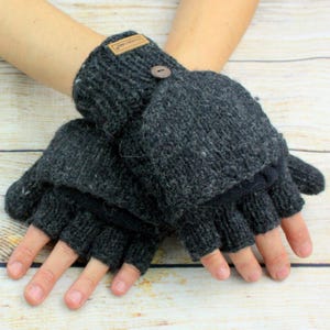 Handschuhe Handwärmer Wolle Winter Damen Erwachsene Strick warm fingerlos Fäustling