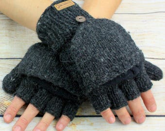 Handschuhe Handwärmer Wolle Winter Damen Erwachsene Strick warm fingerlos Fäustling