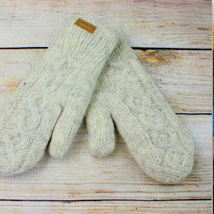 Gants chauffe-mains mitaines laine hiver femme adulte tricot chaud image 1