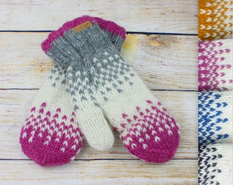 Handschuhe Handwärmer Fäustlinge Wolle Winter Damen Erwachsene Strick warm