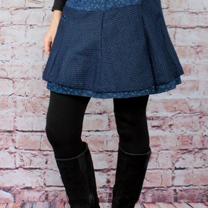 Rok winter tweed omkeerbare rok wikkelrok herfst blauw zak verstelbare minirok universele maat afbeelding 3