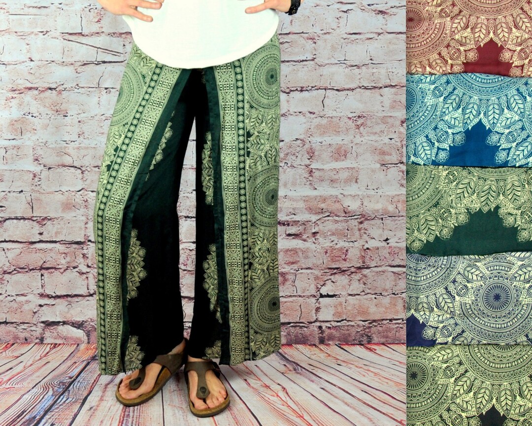 Damen Baggy Hose Weit | Boho Stoffhose Mit Blumendruck High Waist